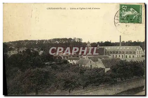 Cartes postales Croissanville Usine et Eglise a Vol d oiseau