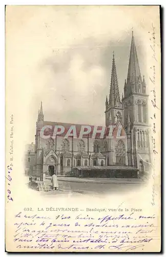 Cartes postales La Delivrande Basilique Vue de la Place