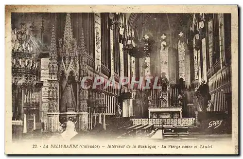 Ansichtskarte AK La Delivrande Interieur de la Basilique La vierge noire et l Autel