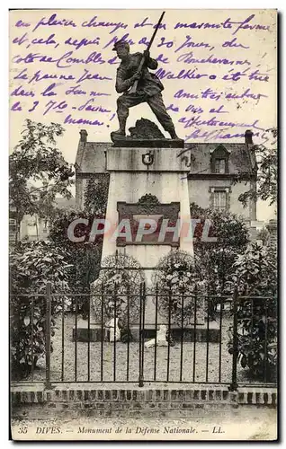 Cartes postales Dives Monument de la Defense Nationale Militaria