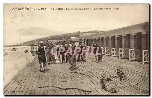 Cartes postales Deauville Plage Fleurie Les Nouveaux Bains Cabines sur la plage