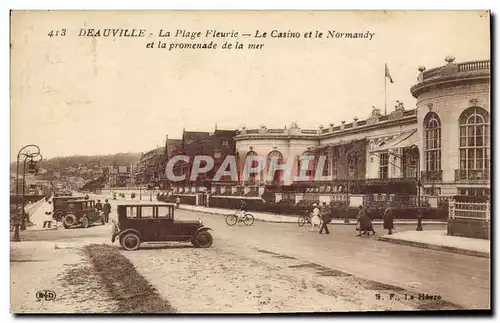 Ansichtskarte AK Deauville La Plage Fleurie Le Casino et le Normandy et la promenade de la mer