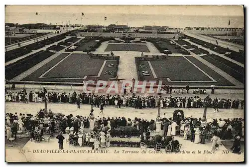 Cartes postales Deauville La Plage Fleurie La terrasse du casino Les jardins et la plage