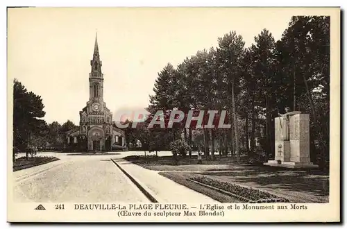 Cartes postales Deauville La Plage Fleurie L Eglise et le Monument aux Morts