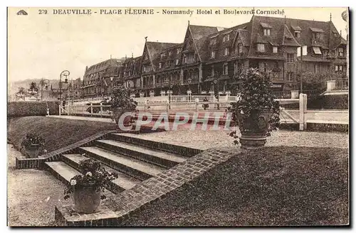 Cartes postales Deauville Plage Fleurie Normandy Hotel et boulevard Cornuche