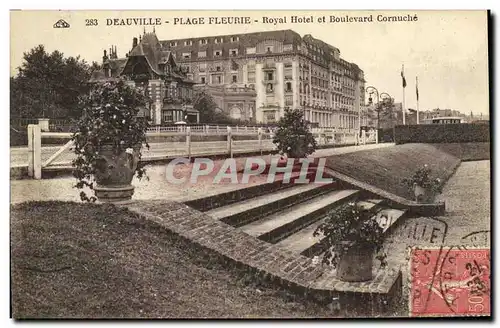 Ansichtskarte AK Deauville Plage Fleurie Royal Hotel et Boulevard Cornuche