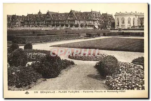 Ansichtskarte AK Deauville Plage Fleurie Parterres Fleuris et Normandy Hotel