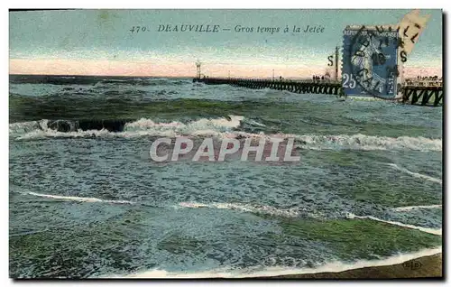 Cartes postales Deauville Gros temps a la Jetee