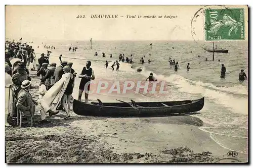 Ansichtskarte AK Deauville Tout le monde se baigne Canoe