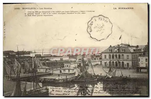 Cartes postales Honfleur Le Bassin a Maree basse Bateaux