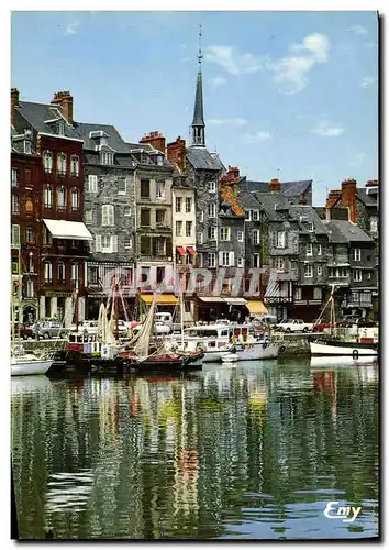 Moderne Karte Honfleur Le Vieux Bassin Le quai Sainte Catherine et ses Facades pittoresques