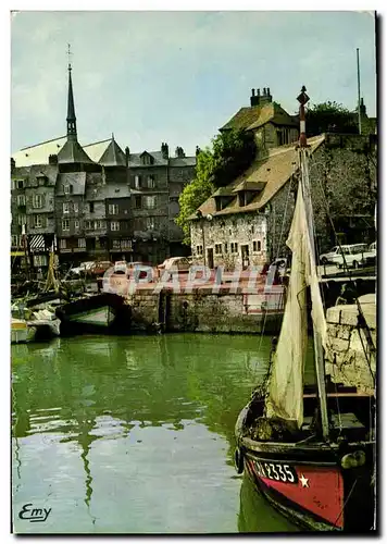 Moderne Karte Honfleur Le Vieux Bassin et la Lieutenance Bateau