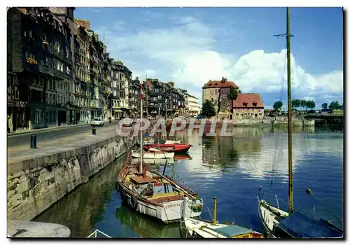 Cartes postales moderne Honfleur Le vieux Bassin le quai ste Catherine et la lieutenance Bateaux