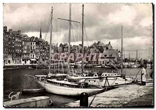 Cartes postales moderne Honfleur Le Vieux Bassin la Lieutenance le quai Sainte Catherine Bateau