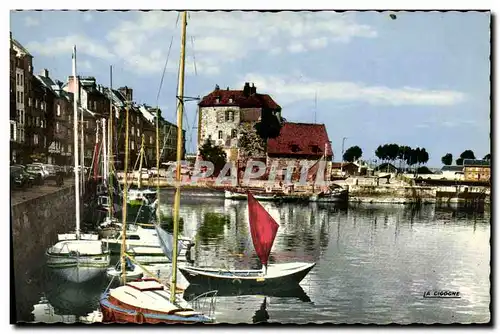 Moderne Karte Honfleur La Bassin et la Lieutenance Bateaux