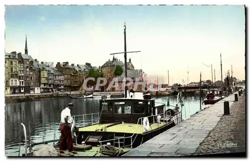 Moderne Karte Honfleur Le Vieux Bassin et la Lieutenance Bateau