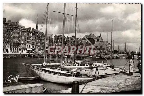 Moderne Karte Honfleur Le Vieux Bassin la Lieutenance le qual Sainte Catherine Bateau