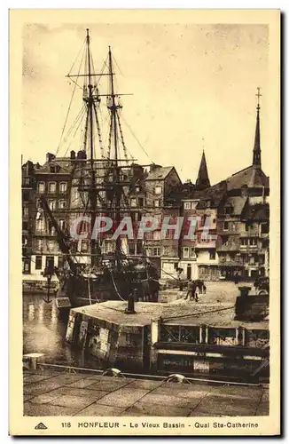 Cartes postales Honfleur Les Vieux Bassin Quai Ste Catherine Bateau Voilier