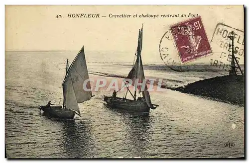 Ansichtskarte AK Honfleur Crevettier et chaloupe rentrant au Port Bateaux