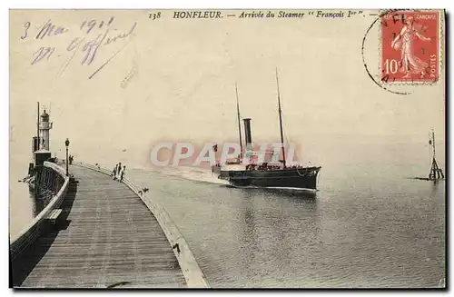 Cartes postales Honfleur Arrivee du Steamer Francois I er