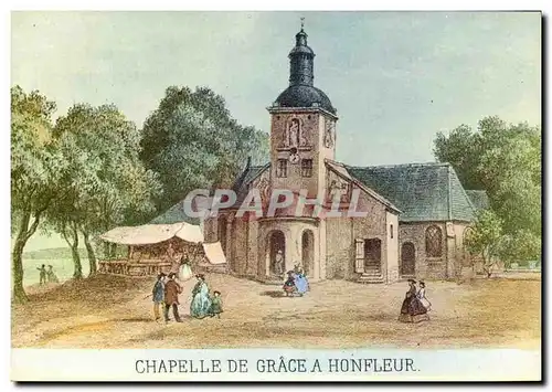 Moderne Karte Honfleur Chapelle ND de Grace