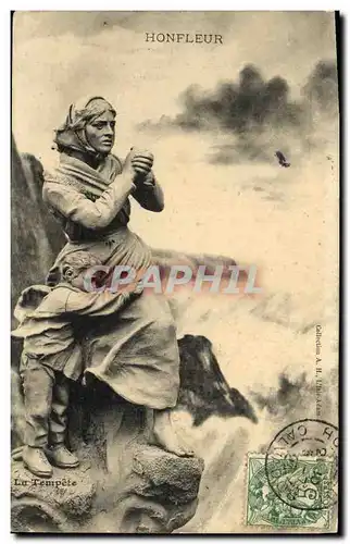 Cartes postales Honfleur La tempete Femme