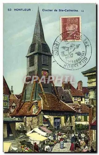 Cartes postales Honfleur Le Clocher de Sainte Catherine Marche Journee du timbre 1943