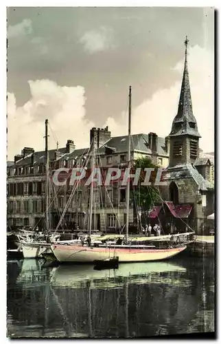 Cartes postales moderne Honfleur Eglise St Etienne Bateau Voilier