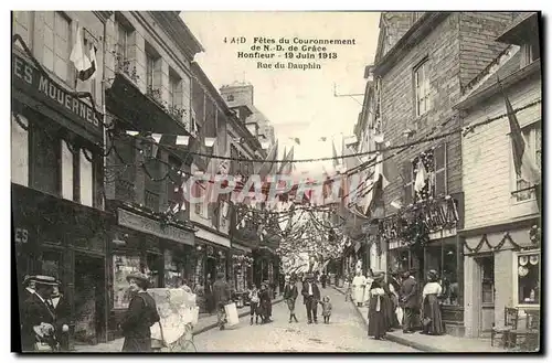 Cartes postales Honfleur Fetes du Couronnement de Nd de Grace 19 juin 1913 Rue du Dauphin TOP