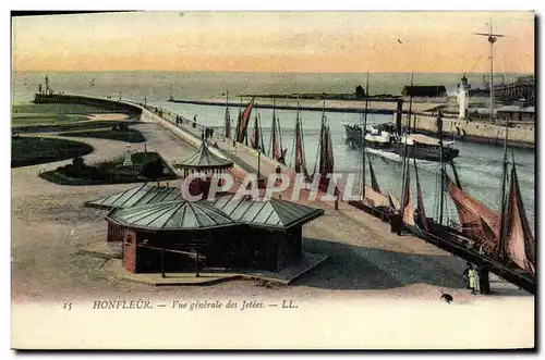 Cartes postales Honfleur Vue Generale des Jetees Bateaux