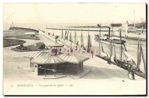 Cartes postales Honfleur Les Jetee Vue Generale Bateaux