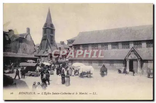 Cartes postales Honfleur L Eglise Sainte Catherine et le Marche