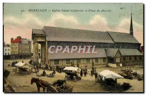 Cartes postales Honfleur L Eglise Sainte Catherine et le Marche