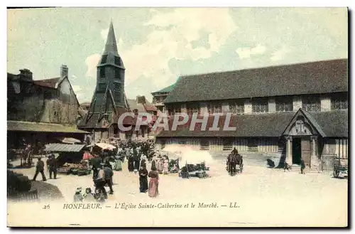 Cartes postales Honfleur L Eglise Sainte Catherine et le Marche