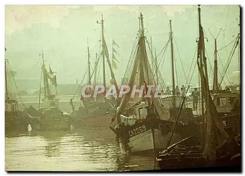 Moderne Karte Honfleur Brume Sur Le Port Bateaux