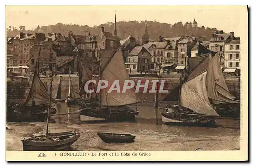 Cartes postales Honfleur Le Port et la Cote de Grace Bateaux