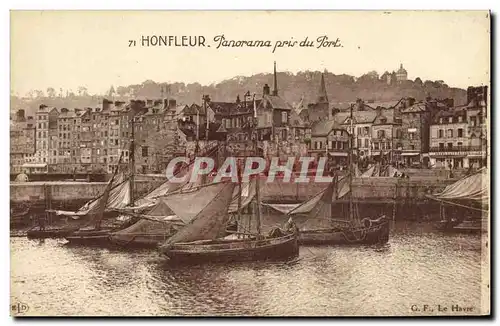 Ansichtskarte AK Honfleur Panorama pris du Port Bateaux