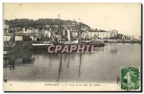 Cartes postales Honfleur Le Port et la Cote de Grace Bateaux