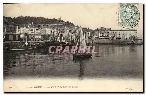 Cartes postales Honfleur Le Port et la Cote de Grace Bateaux