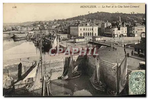 Ansichtskarte AK Honfleur Le Port et la Cote Saint Leonard Bateaux