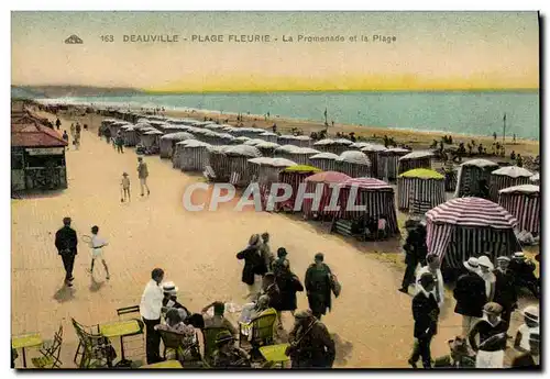 Cartes postales Deauville Plage Fleurie La Promenade et la Plage