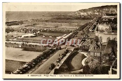 Ansichtskarte AK Deauville Plage Fleurie Les Tennis et le Boulevard Cornuche