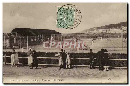 Ansichtskarte AK Deauville La Plage Fleurie Les Tennis