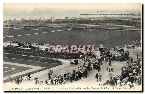 Ansichtskarte AK Deauville La Plage Fleurie Vue d ensemble sur les Tennis La Plage et les Jetees