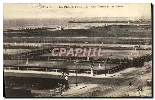 Ansichtskarte AK Deauville La Plage Fleurie Les Tennis et les Jetees