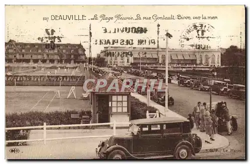 Ansichtskarte AK Deauville La Plage Fleurie La Rue Gontaut Biron vers la mer Tennis Automobile