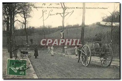 Cartes postales Suresnes Eoute Strategique Telegraphie Militaire Construction d une ligne Militaria TOP