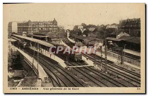 Ansichtskarte AK Asnieres Vue generale de la Gare Train