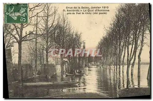 Cartes postales Asnieres Le Quai d Asnieres pres du pont de Clichy inondations