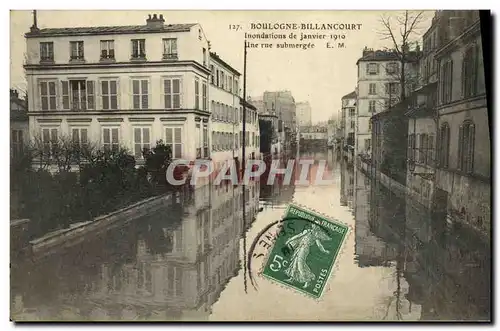 Cartes postales Boulogne Billancourt Inondations Jnvier 1910 Une rue submergee